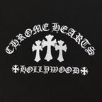 Chrome Hearts Triple Cross Hollywood T-Shirt - Black Classic Tee with White Logo