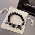 Chrome Hearts Obsidian Cross Beaded Bracelet