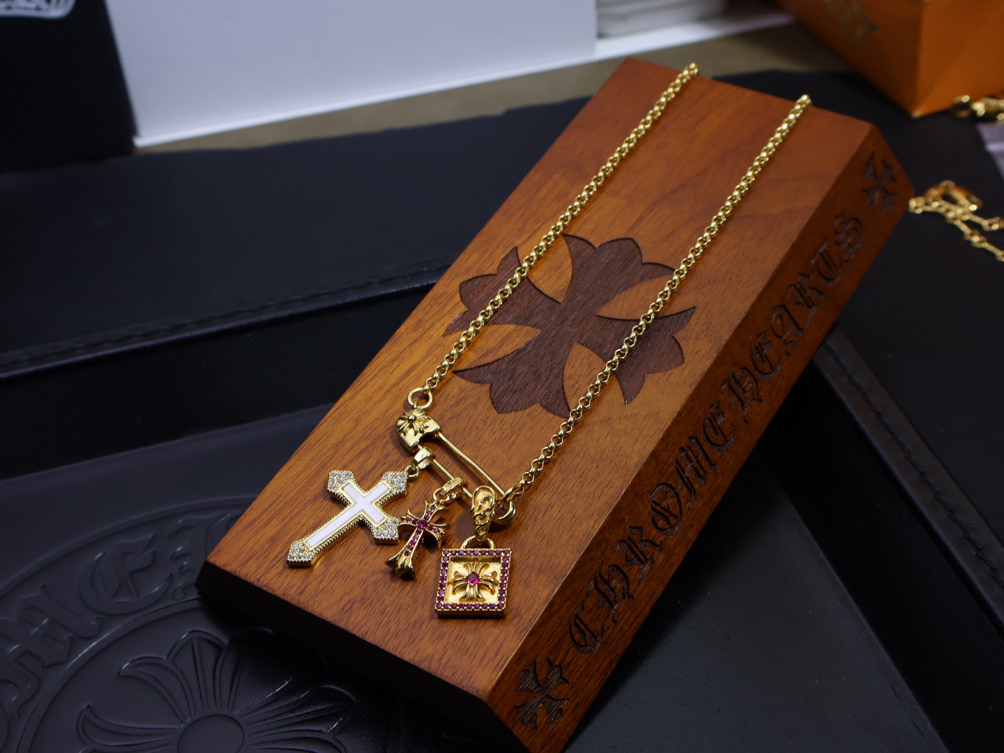 Chrome Hearts Multi-Pendant Pin Necklace
