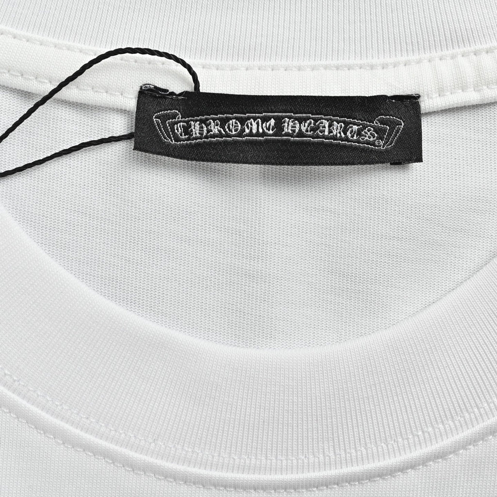 Chrome Hearts Men's White Cotton T-Shirt - Classic Banner Logo Crewneck Tee