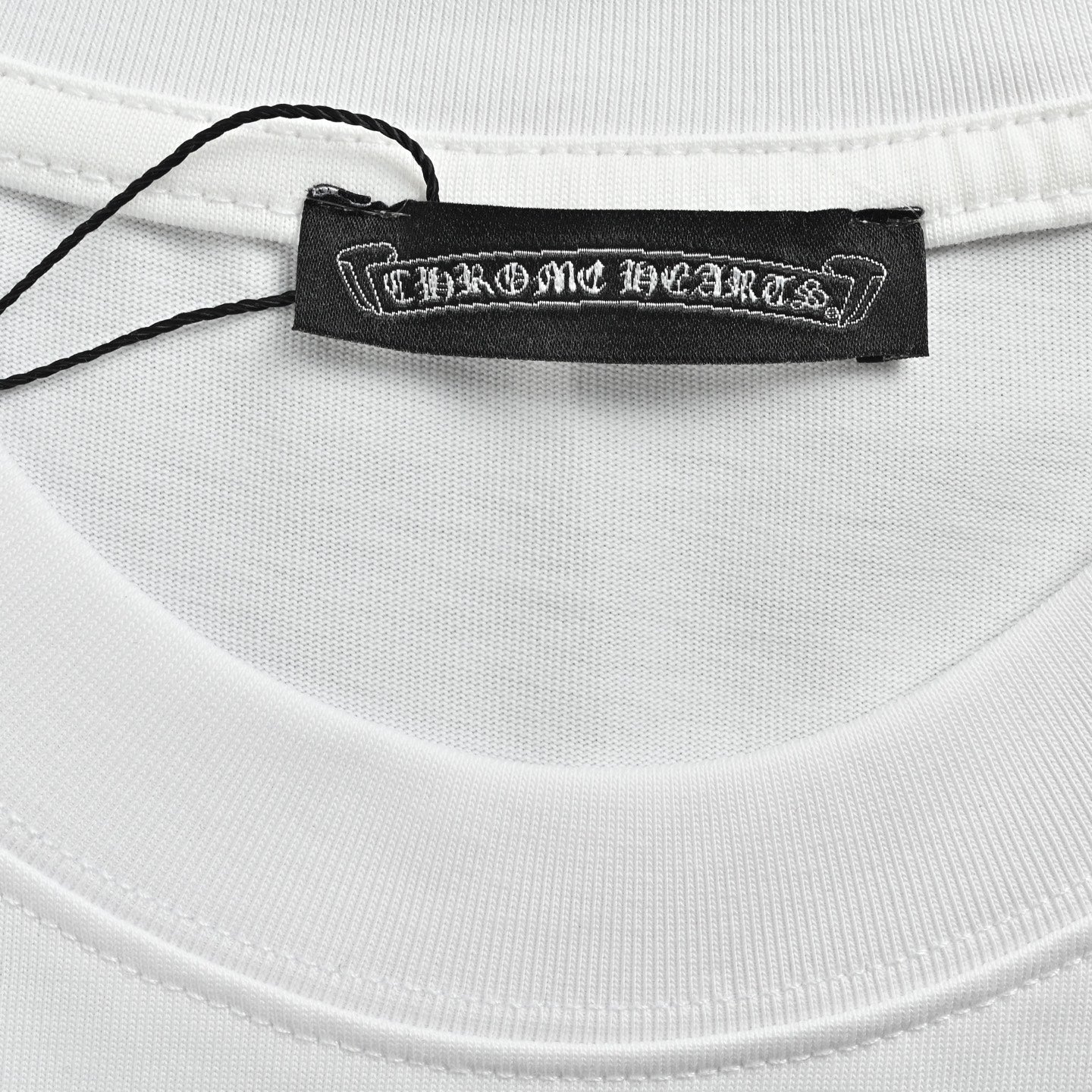 Chrome Hearts Men's White Cotton T-Shirt - Classic Banner Logo Crewneck Tee