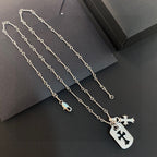 Chrome Hearts-Style Dog Tag Cross Necklace
