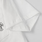 Chrome Hearts Style Gothic Cross Pocket T-Shirt – Back Print & Neck Embroidery, Premium Cotton Streetwear Tee