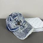 Chrome Hearts Washed, Distressed Denim Baseball Cap