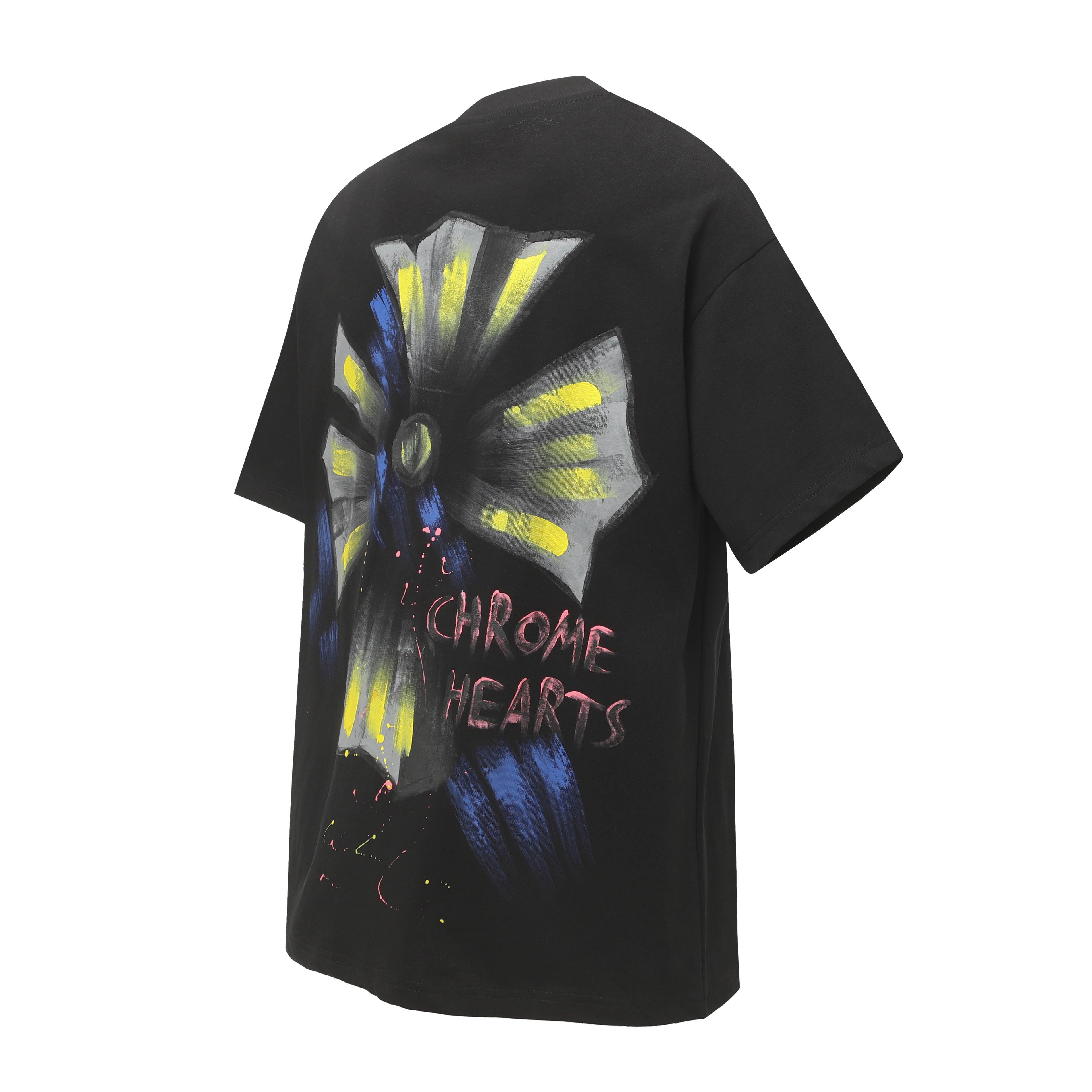 Chrome Hearts 2026 New Hand-Painted Graffiti Cross Short-Sleeve T-Shirt