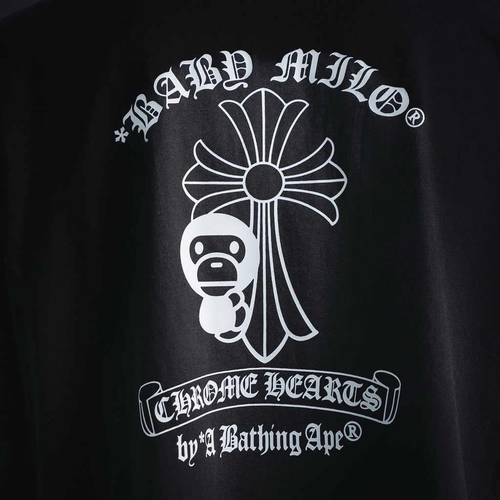 BAPE x Chrome Hearts Collaboration Baby Milo Cross T-Shirt - Black Streetwear Tee