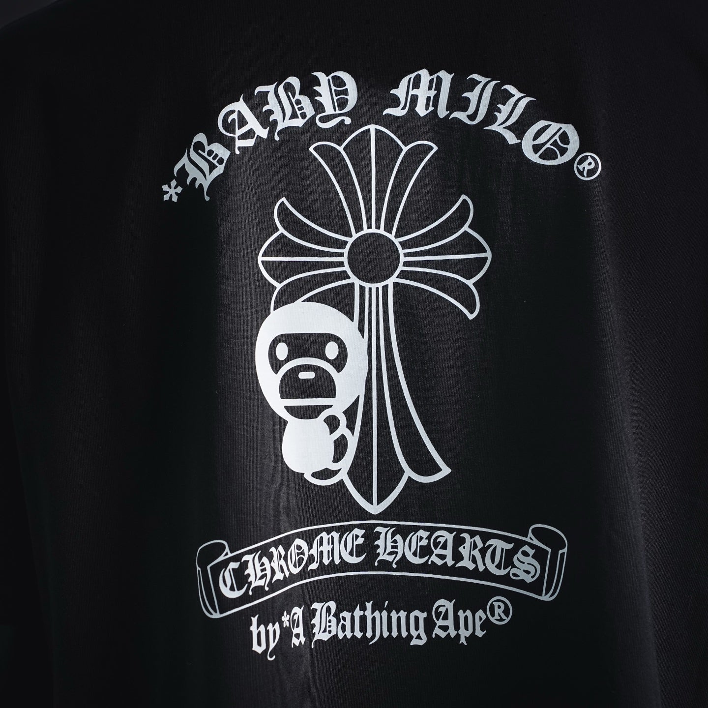 BAPE x Chrome Hearts Collaboration Baby Milo Cross T-Shirt - Black Streetwear Tee