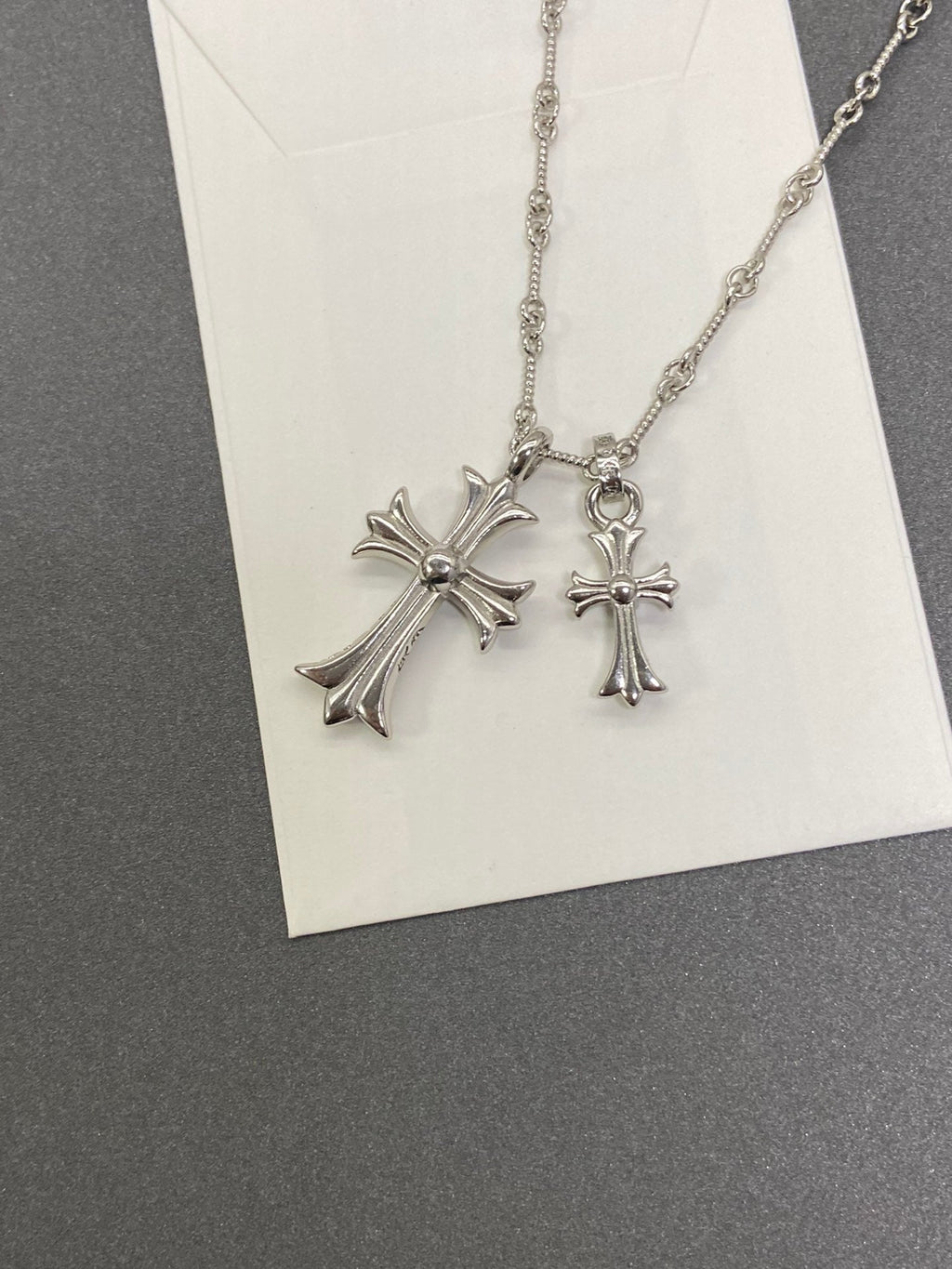 Chrome Hearts-Style Double Cross Necklace