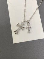 Chrome Hearts-Style Double Cross Necklace