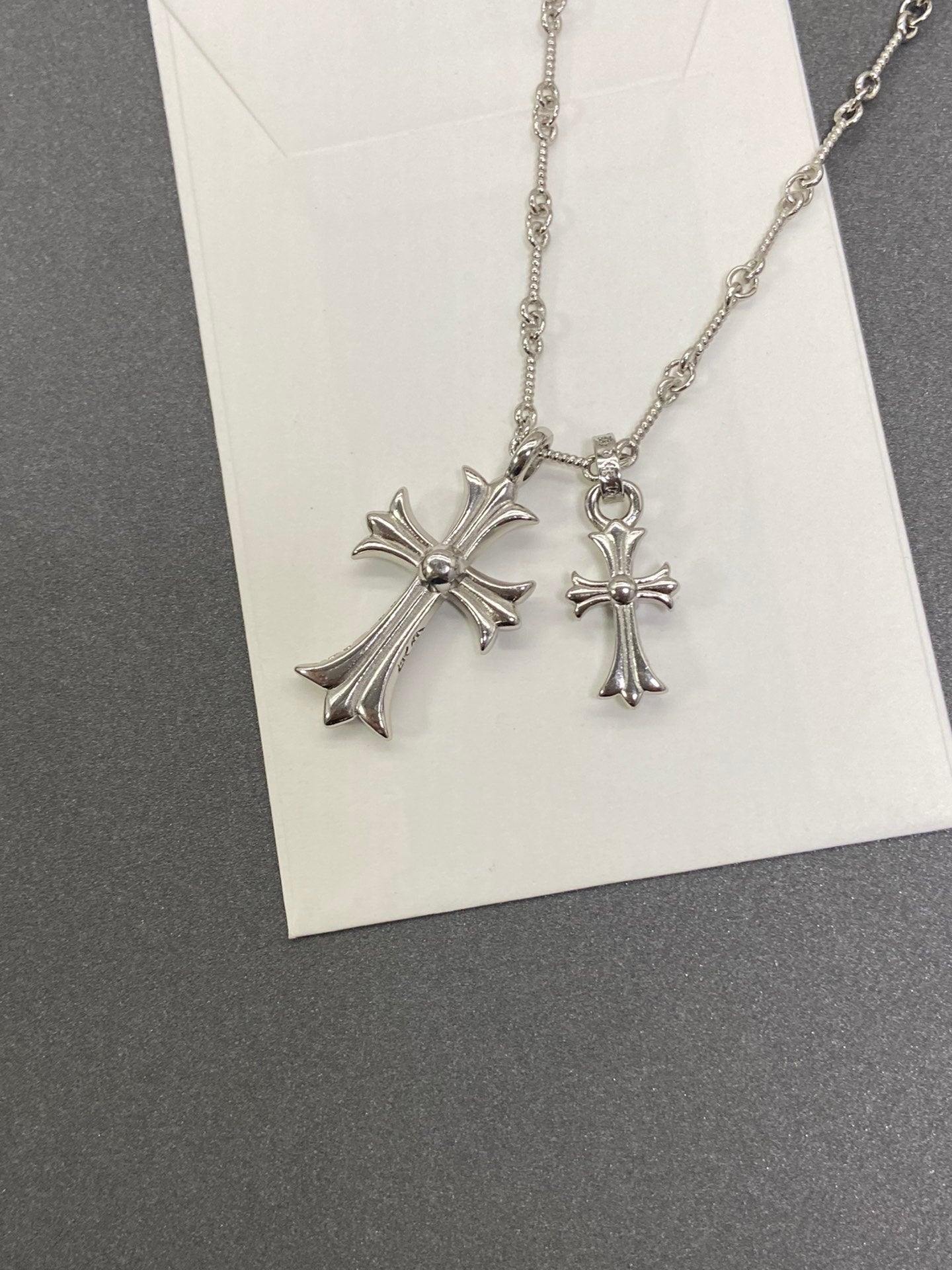 Chrome Hearts-Style Double Cross Necklace