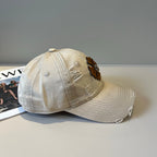 Chrome Hearts-Style Distressed, Ripped Baseball Cap