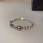 Chrome Hearts 925 Silver Round-Tag Beaded Bracelet