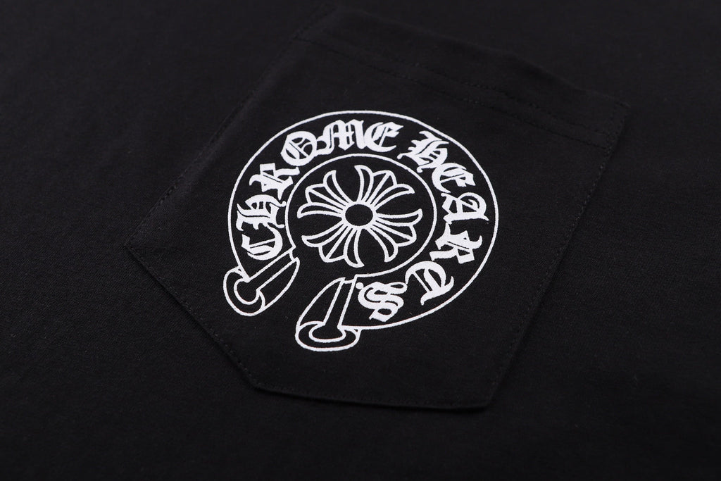 Chrome Hearts Miami Horseshoe T-Shirt - Black Pocket Tee with Iconic Back Print
