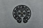 Chrome Hearts Style Vintage Wash Horseshoe T-Shirt - Grey Faded Streetwear Tee