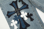 Chrome Hearts Cross-Patch Washed Denim Jeans