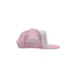 Chrome Hearts pink and white embroidered mesh trucker cap