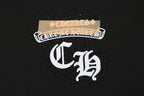 Chrome Hearts Style Gold & White Chest Logo T-Shirt - Black Cotton Streetwear Tee