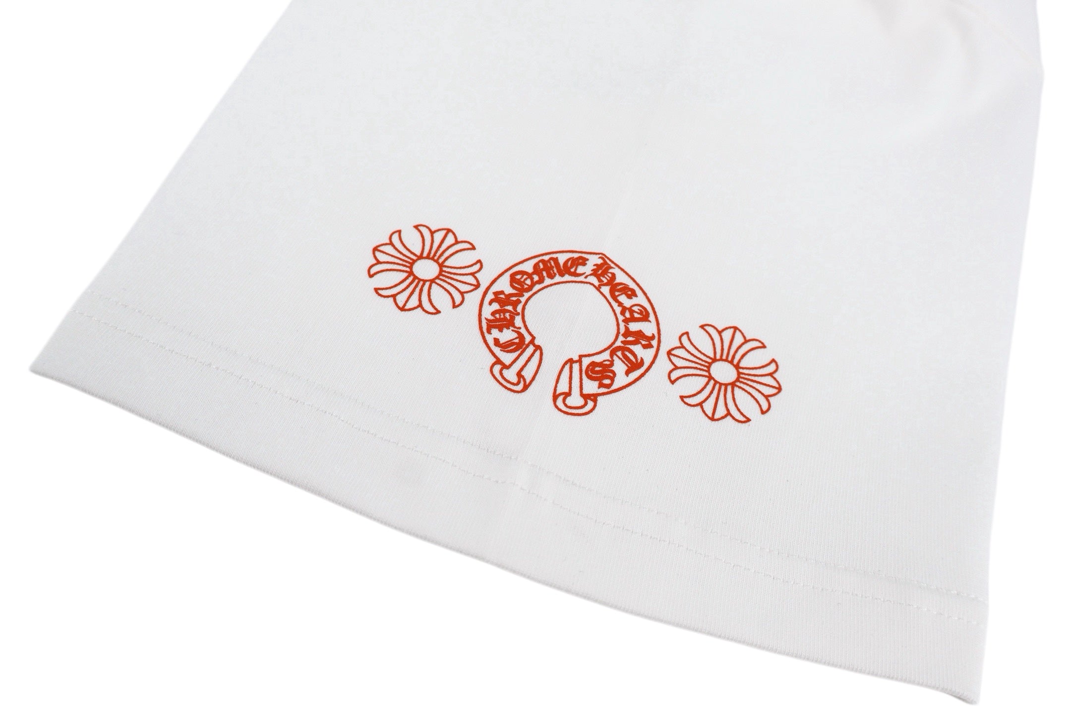 Chrome Hearts Hollywood Triple Cross Pocket T-Shirt - White Tee with Red Logo Print