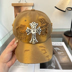 Chrome Hearts Khaki Distressed, Ripped Baseball Cap