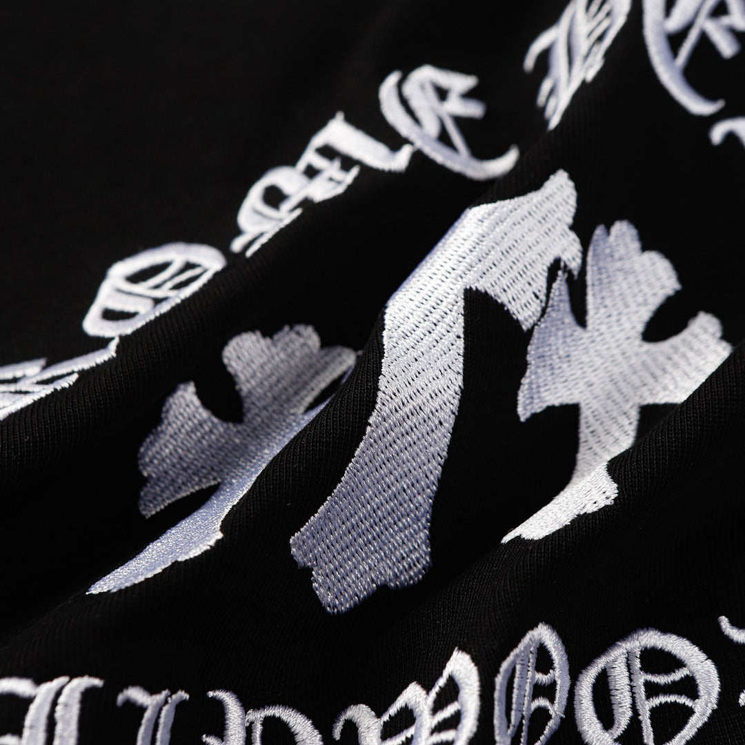 Chrome Hearts Triple Cross Hollywood T-Shirt - Black Classic Tee with White Logo