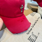 Chrome Hearts Red Washed & Distressed Baseball Cap