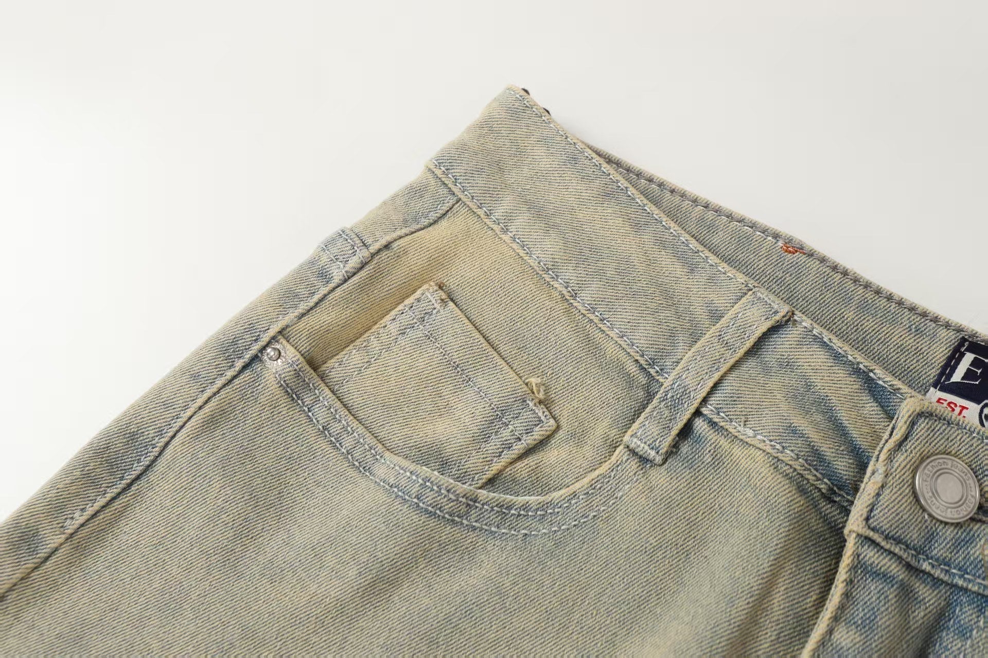 Evisu Men's x Loewe Anagram Embroidered Jeans – Light Wash Baggy Denim