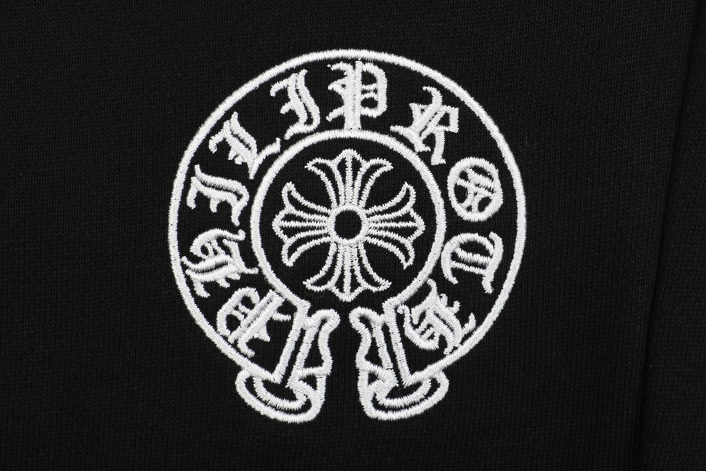 Chrome Hearts "Sanskrit Horseshoe" Embroidered Straight-Leg Sweatpants
