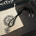 Chrome Hearts Round Openwork Cross Leather Cord Necklace