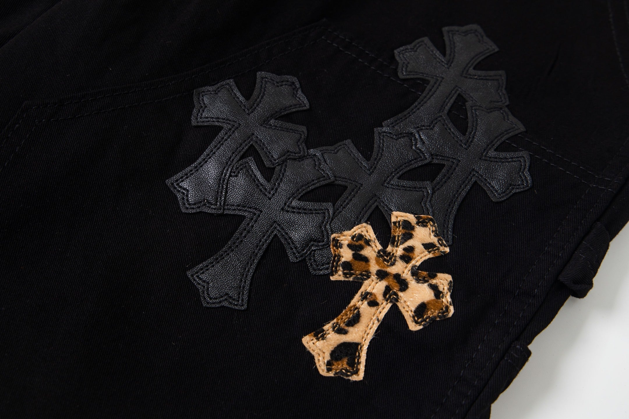 Chrome Hearts "Leopard-Print Cross Patch" Cargo Jeans