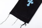Chrome Hearts "Blue Cross Embroidery" Washed Denim Jeans