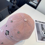 Chrome Hearts Pink Distressed Ripped Baseball Cap