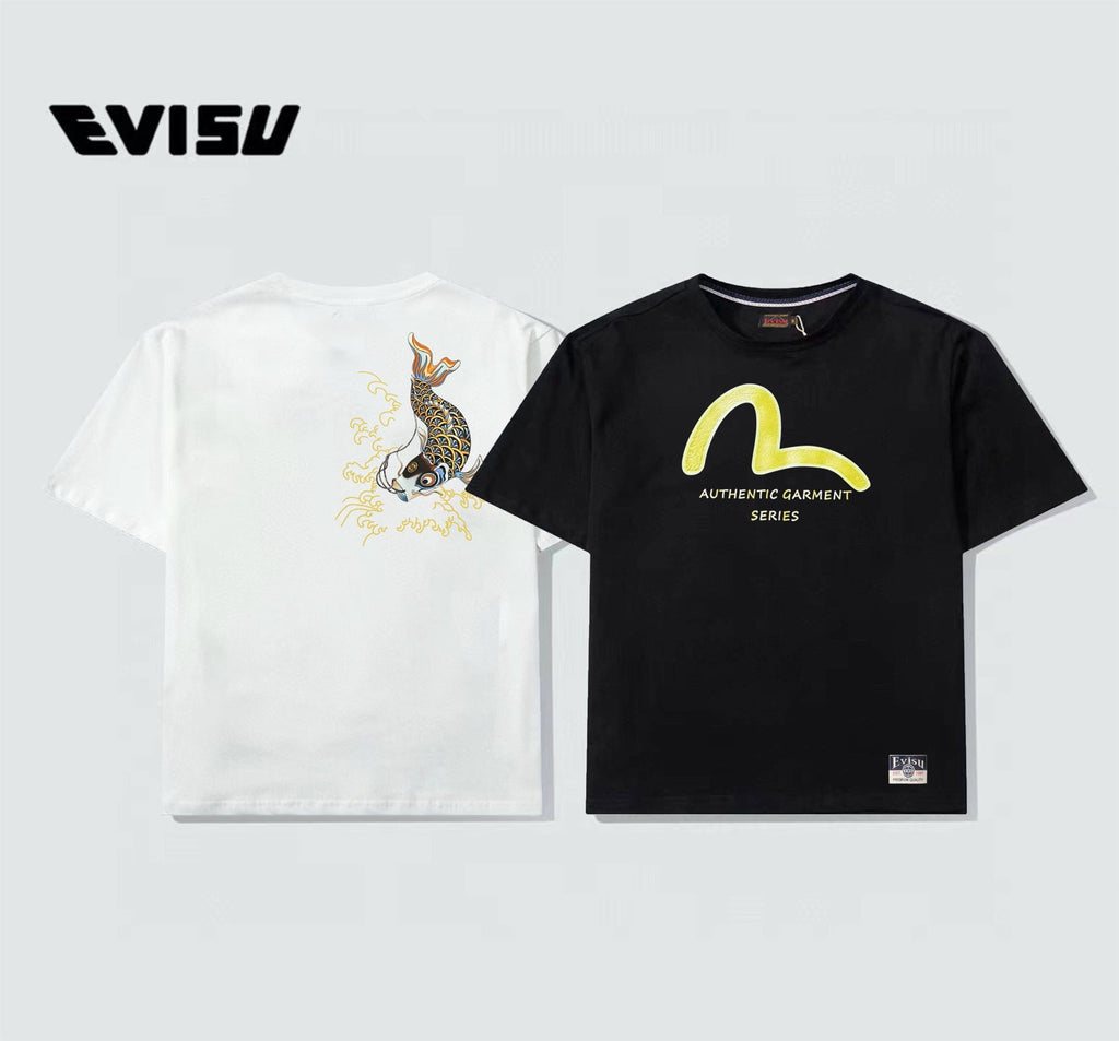 EVISU "Koi Leaping Over the Waves" Print Short-Sleeve T-Shirt is