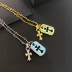 Chrome Hearts-Style Dog Tag Cross Necklace