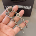 Chrome Hearts 925 Silver Round-Tag Beaded Bracelet