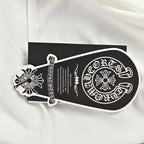 Chrome Hearts 2026 SS Hollywood Triple Cross Pocket T-Shirt - Black Unisex Cotton Tee with Orange Gothic Logo