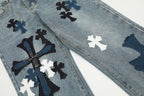 Chrome Hearts Cross-Patch Washed Denim Jeans