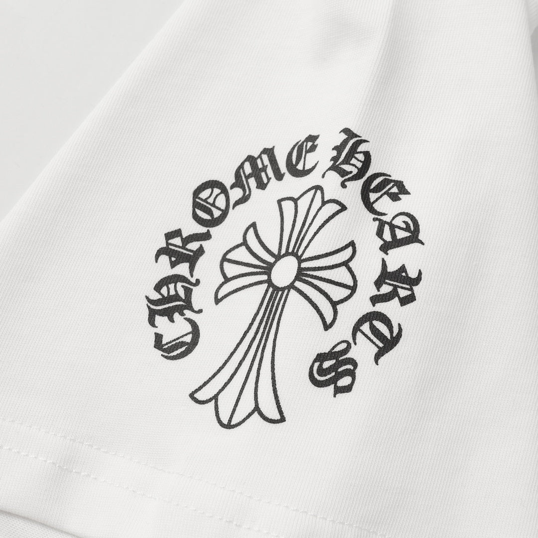Chrome Hearts Style Gothic Cross Pocket T-Shirt – Back Print & Neck Embroidery, Premium Cotton Streetwear Tee
