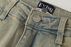 Evisu x Loewe Collaboration Men's Wide-Leg Jeans – Light Wash Embroidered Denim