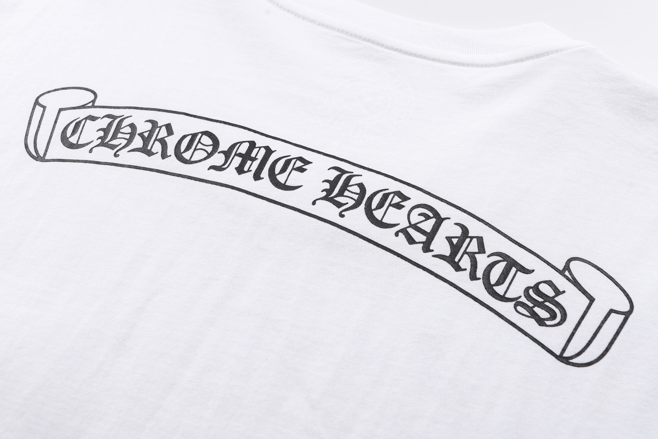 Chrome Hearts White Pocket T-Shirt with Back Scroll Logo - Classic Streetwear Tee