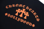 Chrome Hearts Hollywood Triple Cross Pocket T-Shirt - Black Tee with Orange Logo Print