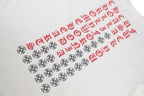 Chrome Hearts Style Tokyo Exclusive Pocket T-Shirt - Vertical Gothic Print & Floral Cross Grid, White Cotton Streetwear Tee
