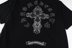 Chrome Hearts 2026 SS White Embroidered Cross T-Shirt - Black Unisex Cotton Tee with Gothic Logo