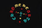 Chrome Hearts 2026 SS Multi-Color Gothic Cross Embroidered T-Shirt - Black Unisex Cotton Tee