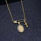Chrome Hearts Gold Pin Cross Necklace
