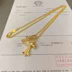Chrome Hearts 22K Gold Double Cross Necklace