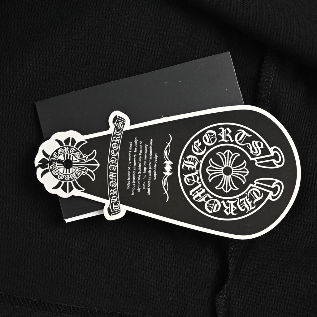 Chrome Hearts 2026 SS Gothic Dagger & Monogram Pocket T-Shirt - Black Unisex Cotton Tee with Pink Cross Motif