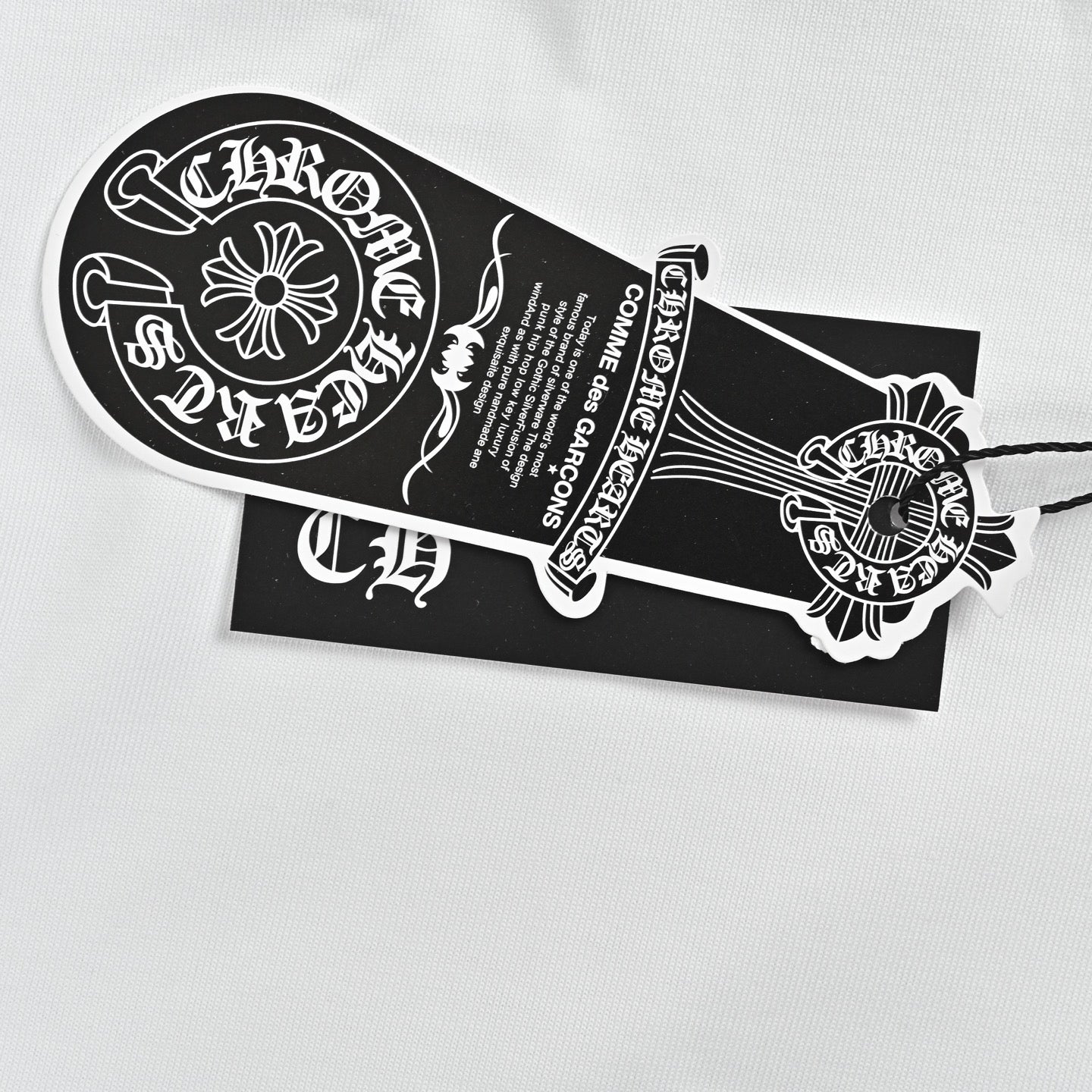 Chrome Hearts Gothic Font Scroll Print White Cotton T-Shirt | Streetwear Short Sleeve Tee