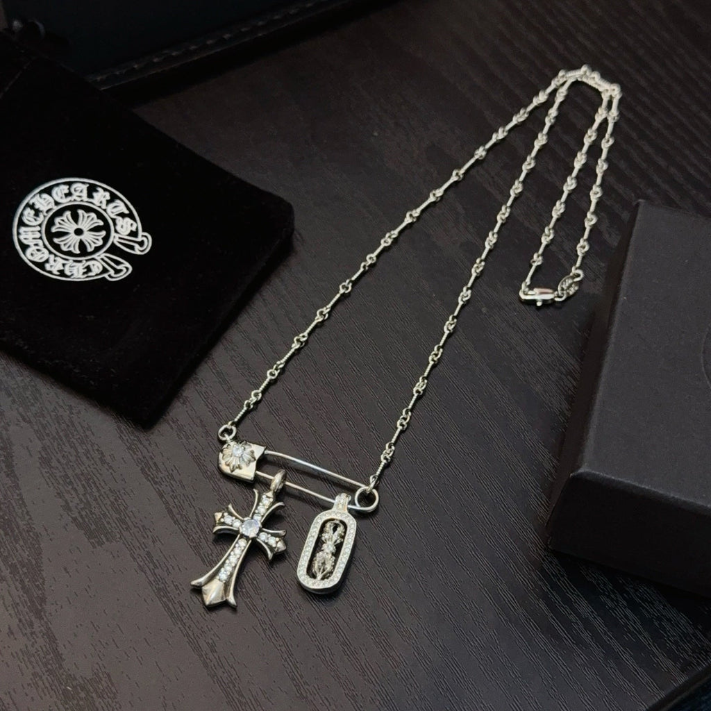Chrome Hearts Pin Double-Pendant Necklace