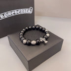 Chrome Hearts Obsidian Cross Beaded Bracelet