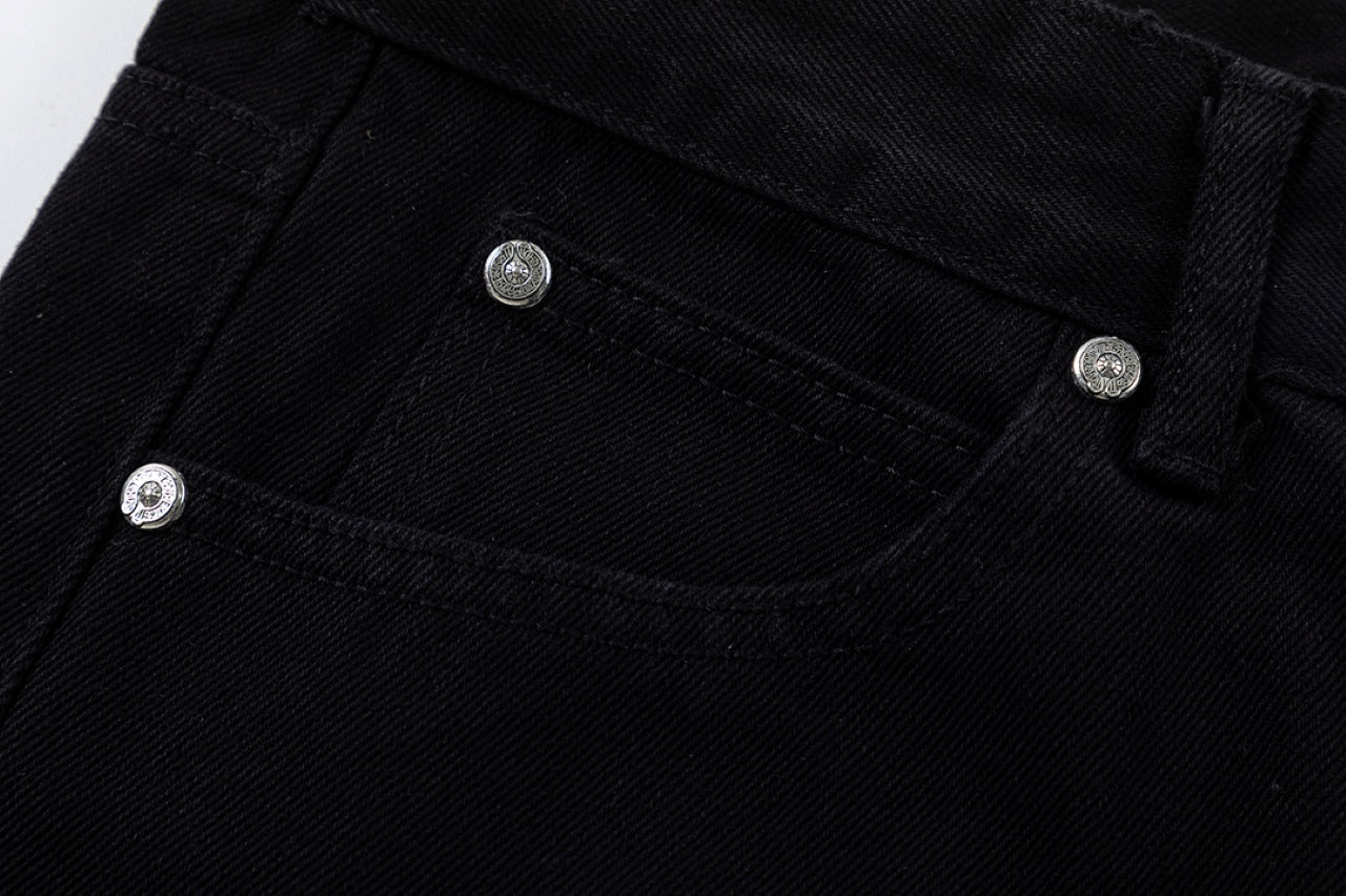 Chrome Hearts "Blue Cross Embroidery" Washed Denim Jeans